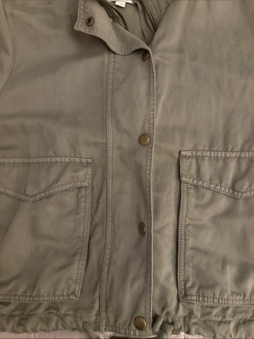 LOFT Sage Green Utility Jacket with Drawstring Hem - Picture 6 of 7